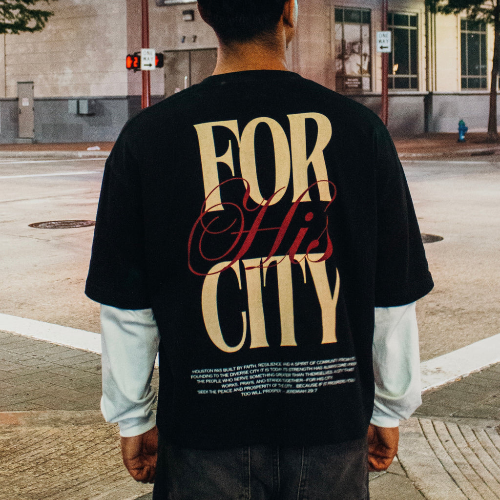 FOR HIS CITY Layered Sleeve Cotton T-Shirt