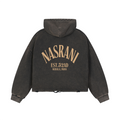 NASRANI Cropped Washed Frayed-Hem Hoodie
