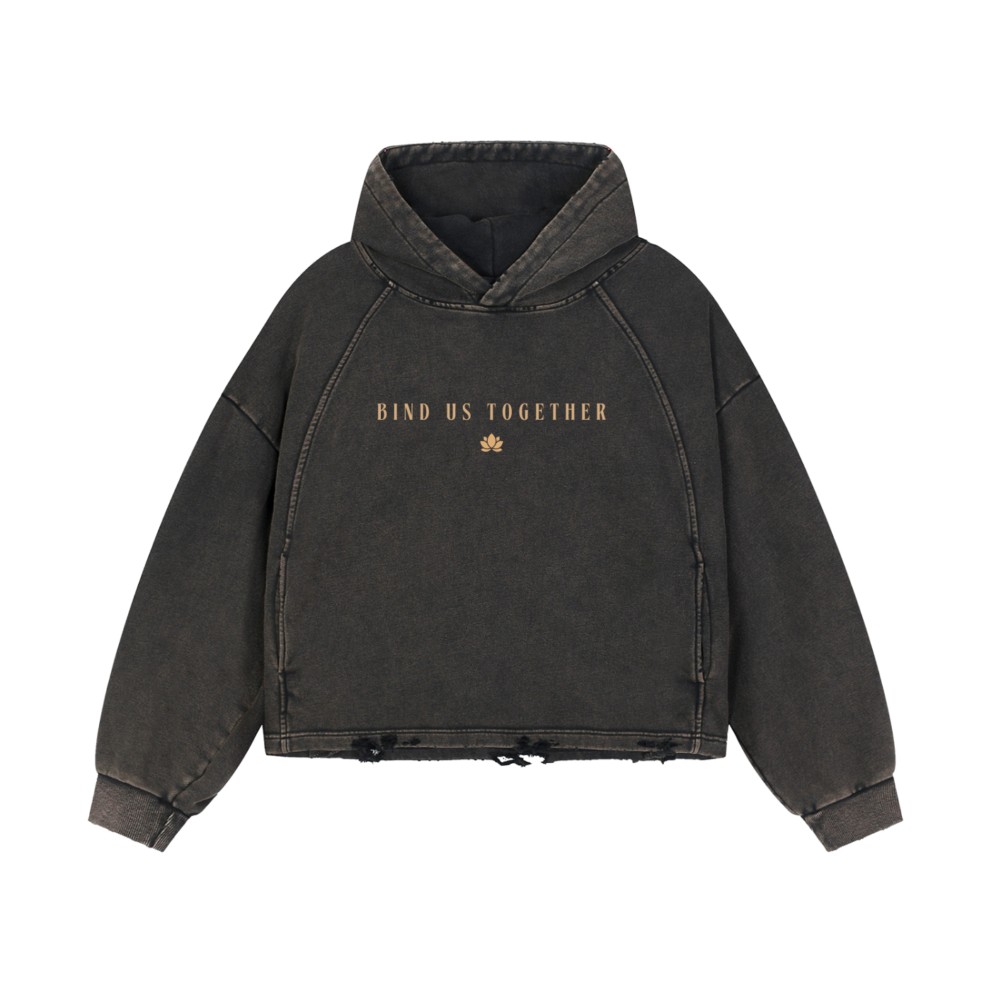 NASRANI Cropped Washed Frayed-Hem Hoodie