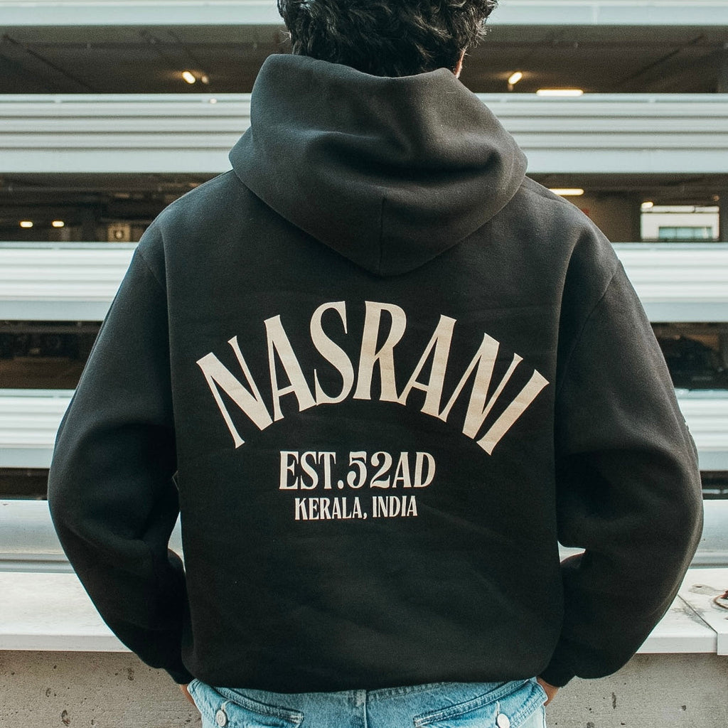 NASRANI Black Fleeced Boxy Hoodie