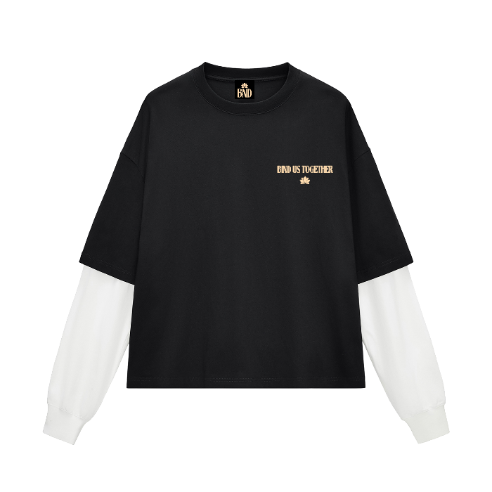 FOR HIS CITY Layered Sleeve Cotton T-Shirt